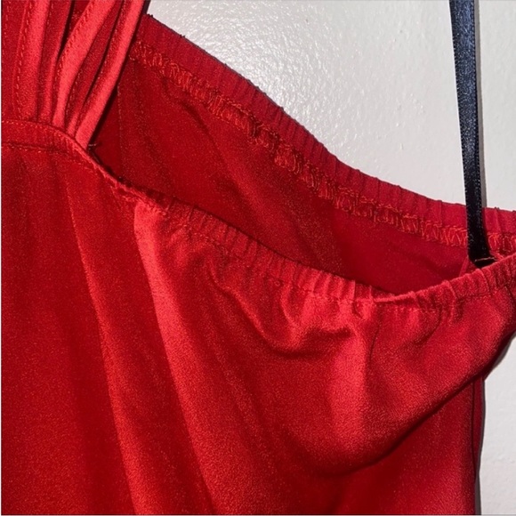 Bebe Red Peplum Halter Top with Fringe Front Detail - Picture 3 of 12